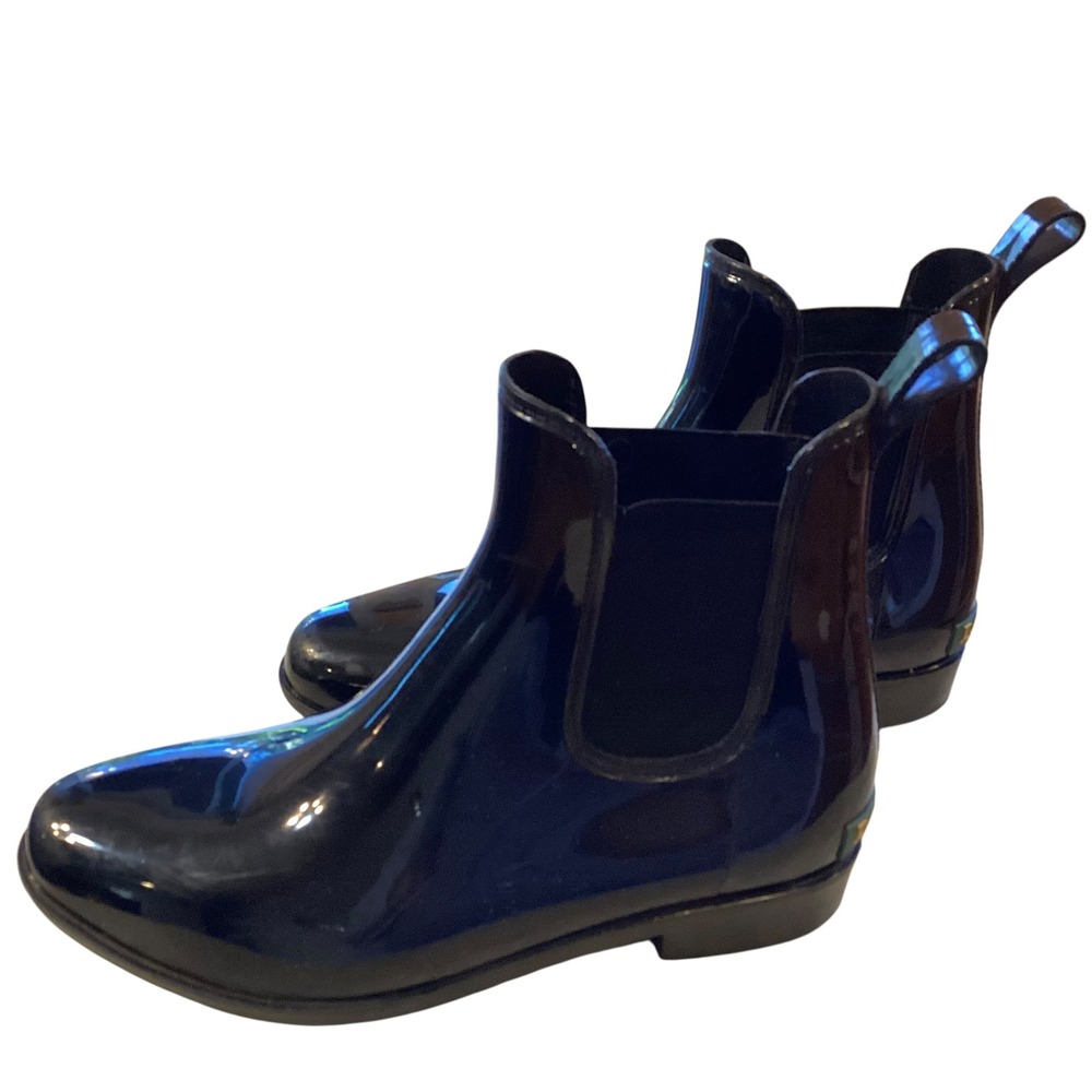 Lauren Ralph Lauren Tally Black Glossy Chelsea Rain Boots Womens 8B